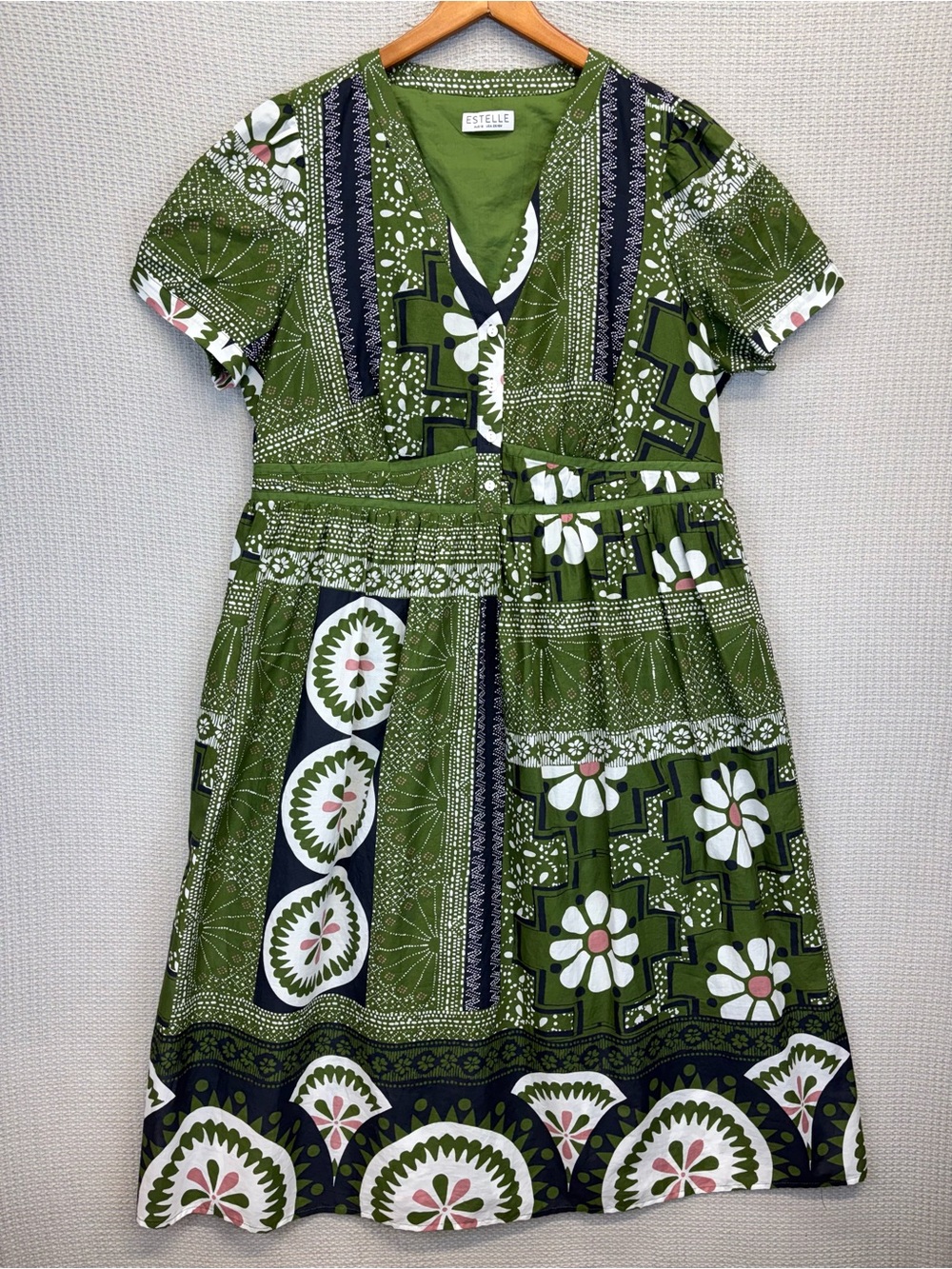 Estelle Ethereal Print Green Maxi Dress Sz 2X Boho Pockets Floral Hippie Cottage - Picture 2 of 15